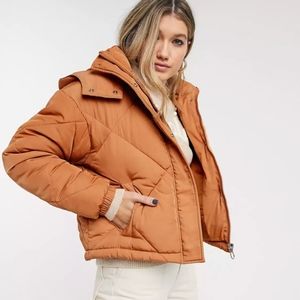 Topshop puffer coat in caramel